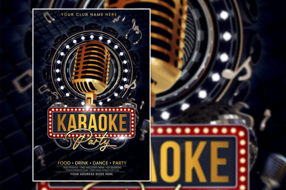 Black Gold Karaoke Party Poster Template
