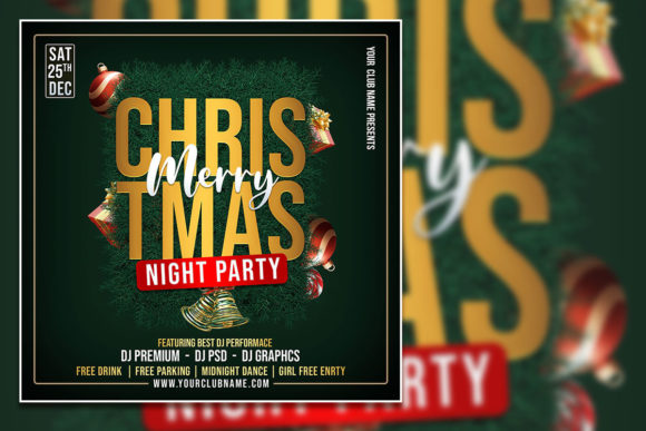 Christmas Night Party Social Media Post: Festive Flyer Design