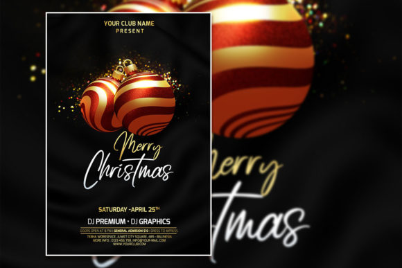 Elegant Black Style Christmas Poster Template