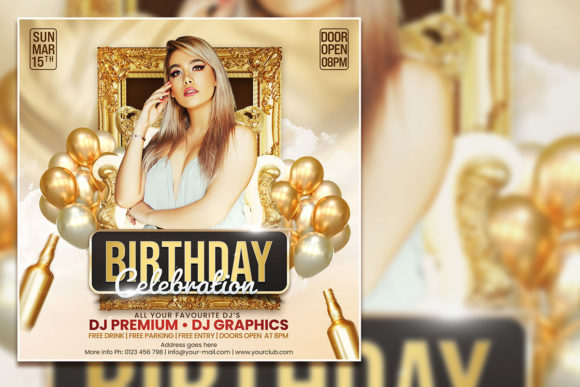 Elevate Your Design with a Gold Style Birthday Social Media Post